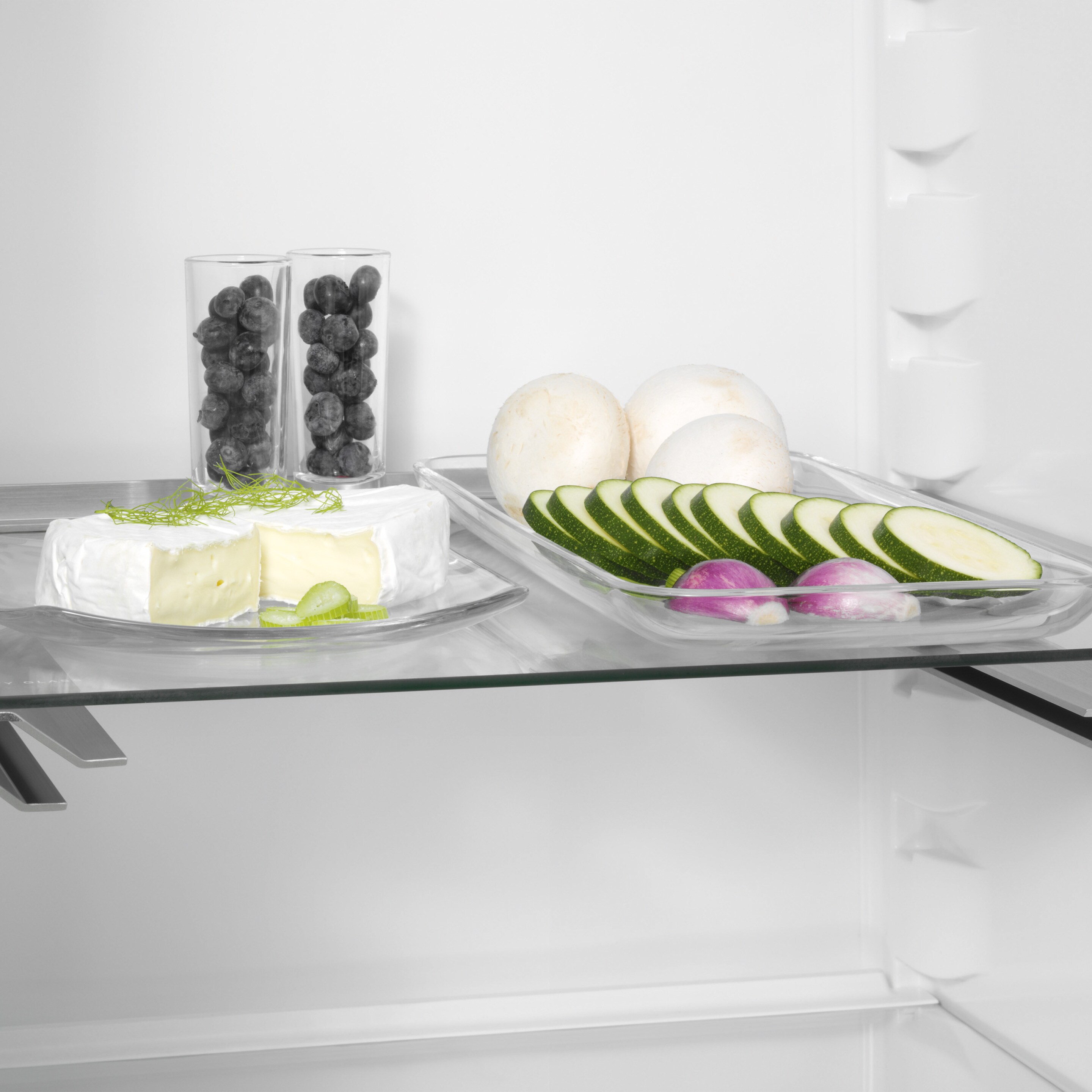 Various items on a fridge shelf