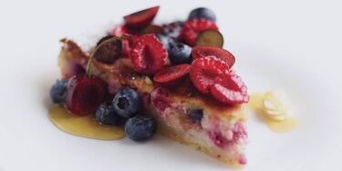 A sweet and colourful raspberry tart