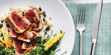 A dish of delicately seared tuna