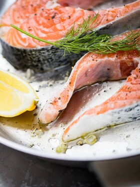Fresh salmon fillets with herbs