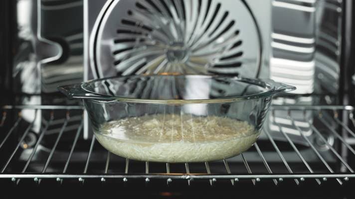 Rice bowl in oven