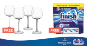 Free Villeroy and Boch glassware with finish detergent